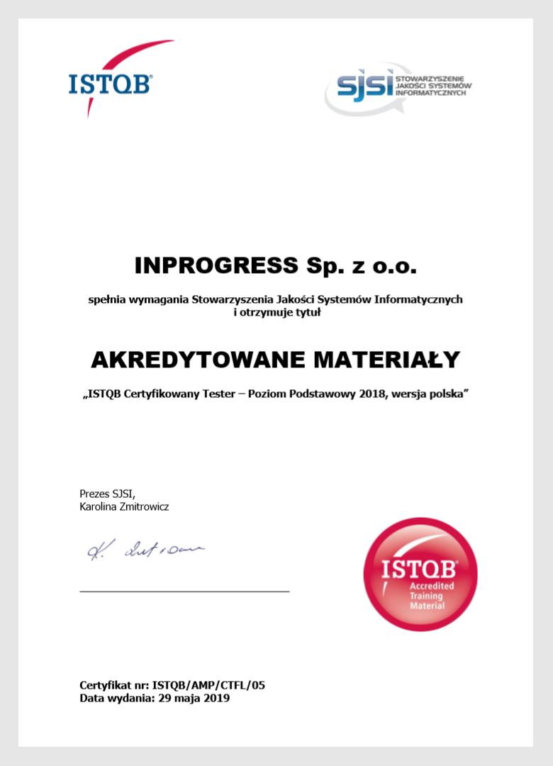 Akredytacja materiałów ISTQB